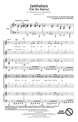 page one of Jambalaya (On The Bayou) (arr. Ryan O'Connell) (2-Part Choir)