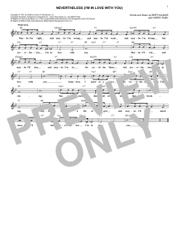 page one of Nevertheless (I'm In Love With You) (Lead Sheet / Fake Book)
