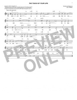 page one of The Touch Of Your Lips (Lead Sheet / Fake Book)
