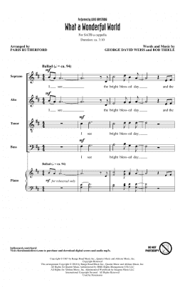 page one of What A Wonderful World (arr. Paris Rutherford) (SATB Choir)