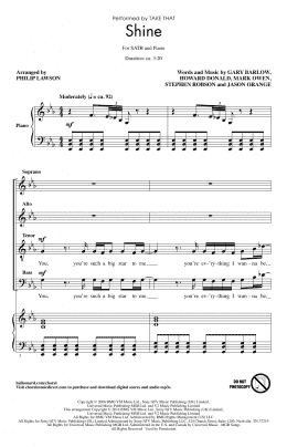 page one of Shine (SATB Choir)
