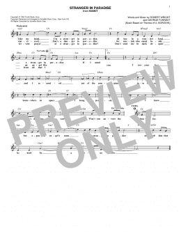 page one of Stranger In Paradise (Lead Sheet / Fake Book)