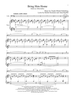 page one of Bring Him Home (from Les Miserables) (Cello and Piano)