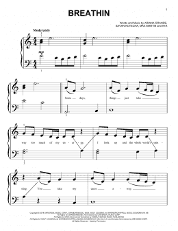 page one of Breathin (Big Note Piano)