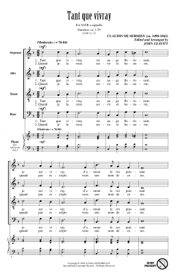 page one of Tant Que Vivray (SATB Choir)