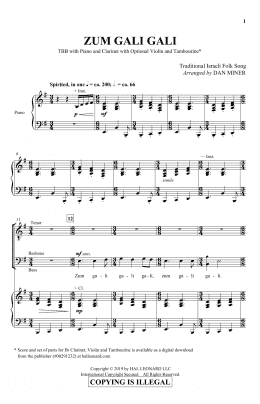 page one of Zum Gali Gali (TBB Choir)