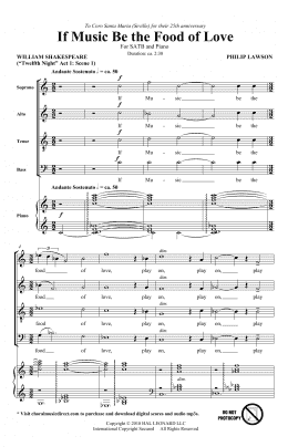 page one of If Music Be The Food Of Love (SATB Choir)
