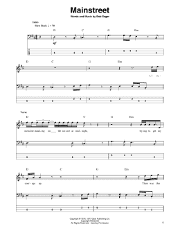 page one of Mainstreet (Bass Guitar Tab)