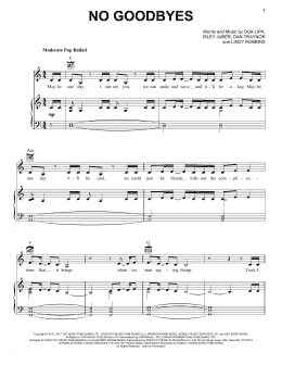 page one of No Goodbyes (Piano, Vocal & Guitar Chords (Right-Hand Melody))