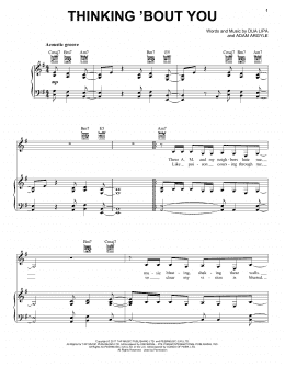 page one of Thinking 'Bout You (Piano, Vocal & Guitar Chords (Right-Hand Melody))