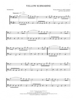 page one of Yellow Submarine (Trombone Duet)