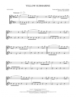 page one of Yellow Submarine (Alto Sax Duet)