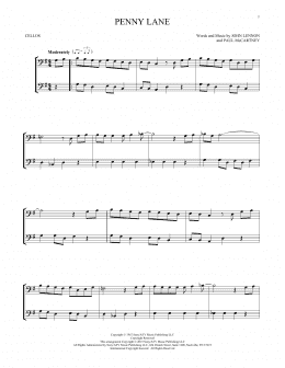 page one of Penny Lane (Cello Duet)