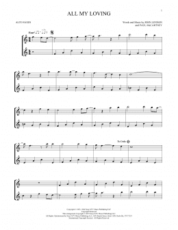 page one of All My Loving (Alto Sax Duet)