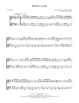 page one of Penny Lane (Clarinet Duet)