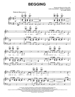 page one of Begging (Piano, Vocal & Guitar Chords (Right-Hand Melody))