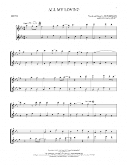 page one of All My Loving (Flute Duet)