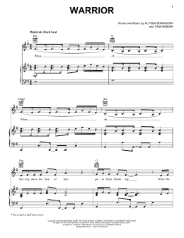 page one of Warrior (Piano, Vocal & Guitar Chords (Right-Hand Melody))