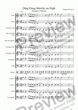 page one of "Ding Dong Merrily on High" for Band, with optional string parts