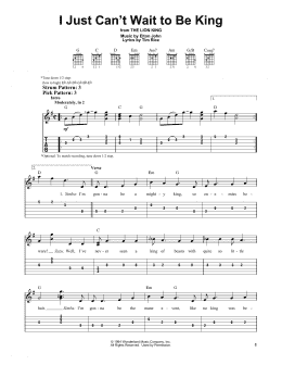 page one of I Just Can't Wait To Be King (from The Lion King) (Easy Guitar Tab)
