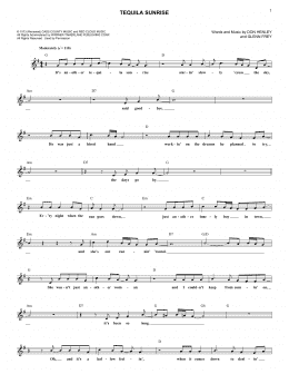page one of Tequila Sunrise (Lead Sheet / Fake Book)