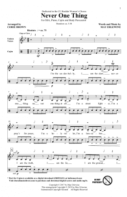 page one of Never One Thing (arr. Corie Brown) (SSA Choir)
