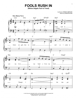 page one of Fools Rush In (Where Angels Fear To Tread) (Easy Piano)