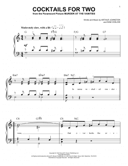 page one of Cocktails For Two (Easy Piano)