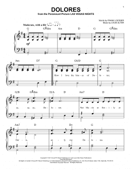 page one of Dolores (Easy Piano)