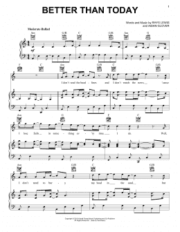 page one of Better Than Today (Piano, Vocal & Guitar Chords (Right-Hand Melody))