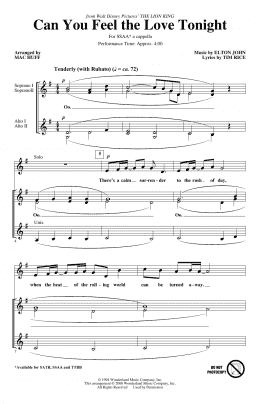 page one of Can You Feel the Love Tonight (from The Lion King) (arr. Mac Huff) (SSA Choir)