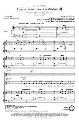 page one of Every Teardrop Is A Waterfall (arr. Susan Brumfield) (2-Part Choir)