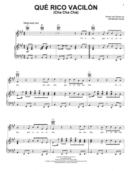 page one of Que Rico Vacilon (Cha Cha Cha) (Piano, Vocal & Guitar Chords (Right-Hand Melody))