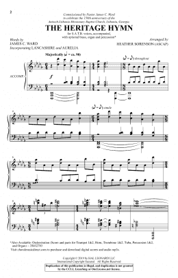 page one of The Heritage Hymn (arr. Heather Sorenson) (SATB Choir)