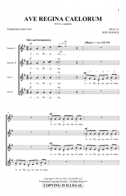 page one of Ave Regina Caelorum (SSA Choir)