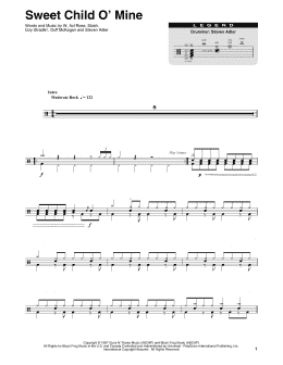 page one of Sweet Child O' Mine (Drums Transcription)