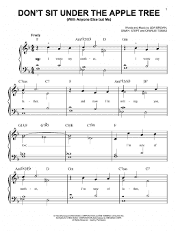 page one of Don't Sit Under The Apple Tree (With Anyone Else But Me) (Easy Piano)