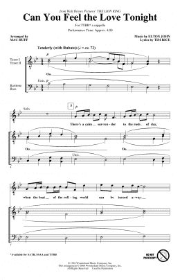 page one of Can You Feel the Love Tonight (from The Lion King) (arr. Mac Huff) (TTBB Choir)