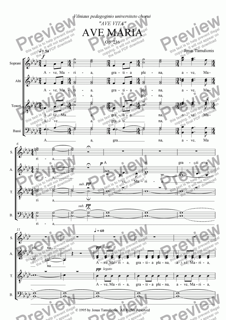 page one of Ave Maria