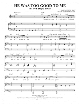 page one of He Was Too Good To Me (Piano & Vocal)