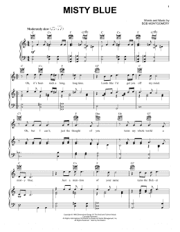 page one of Misty Blue (Piano, Vocal & Guitar Chords (Right-Hand Melody))
