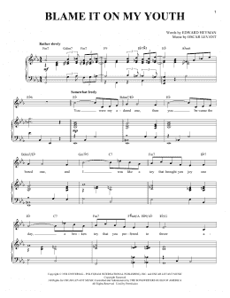 page one of Blame It On My Youth (Piano & Vocal)