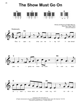 page one of The Show Must Go On (Super Easy Piano)