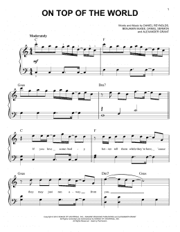 page one of On Top Of The World (Easy Piano)