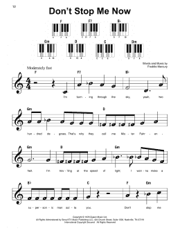 page one of Don't Stop Me Now (Super Easy Piano)