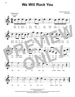 page one of We Will Rock You (Super Easy Piano)
