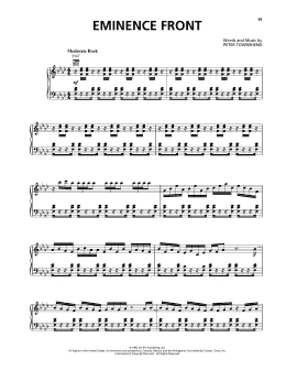 page one of Eminence Front (Piano, Vocal & Guitar Chords (Right-Hand Melody))