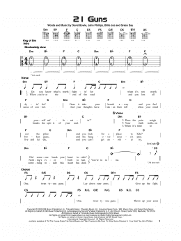 page one of 21 Guns (Really Easy Guitar)