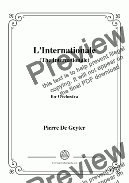 page one of De Geyter-L'Internationale,for Orchestra