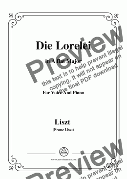 page one of Liszt-Die Lorelei in A flat Major,for Voice&Pno